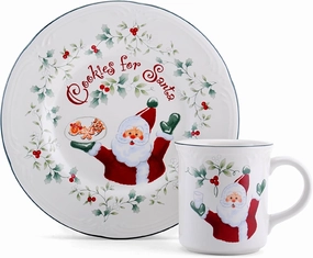 Pfaltzgraff Winterberry "Cookies And Milk For Santa" Set
