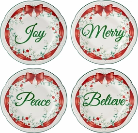 Pfaltzgraff Winterberry Red Ribbon Salad Plates, Set Of 4