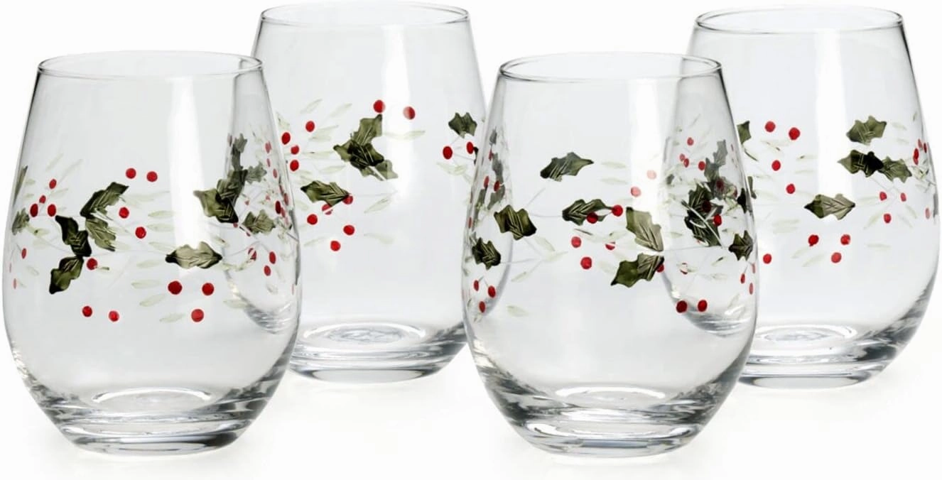 Pfaltzgraff Winterberry Stemless Wine Glasses (Set of 4)