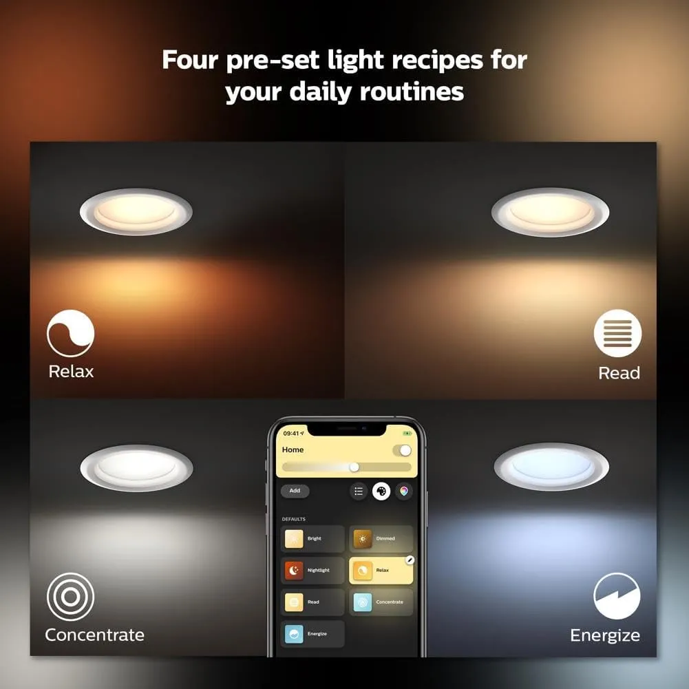 Philips Hue White and Color Ambiance Extra Bright High Lumen Dimmable LED Smart Retrofit Recessed 6" Downlight Compatible with Amazon Alexa Apple HomeKit and Google Assistant, 1-Pack