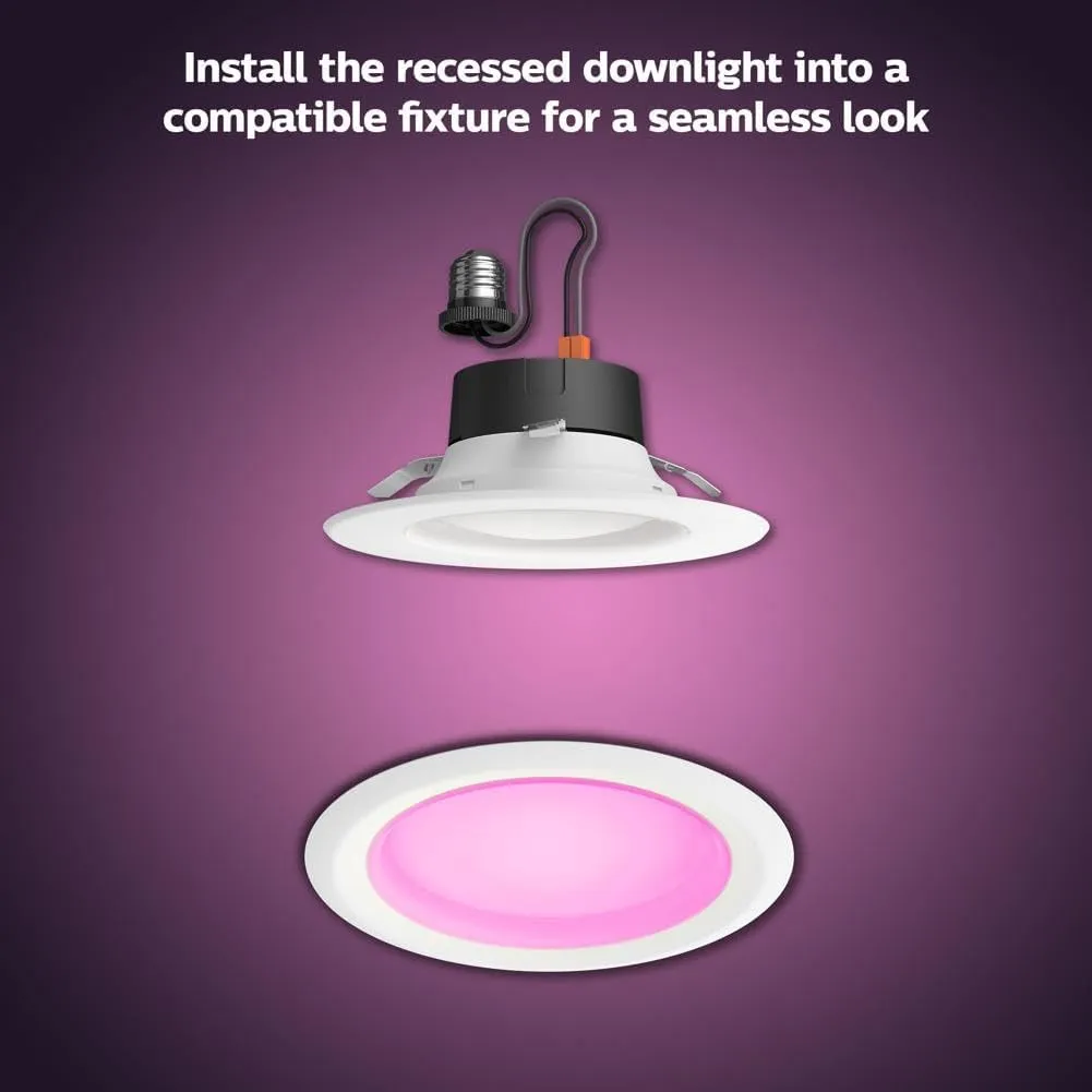 Philips Hue White and Color Ambiance Extra Bright High Lumen Dimmable LED Smart Retrofit Recessed 6" Downlight Compatible with Amazon Alexa Apple HomeKit and Google Assistant, 1-Pack