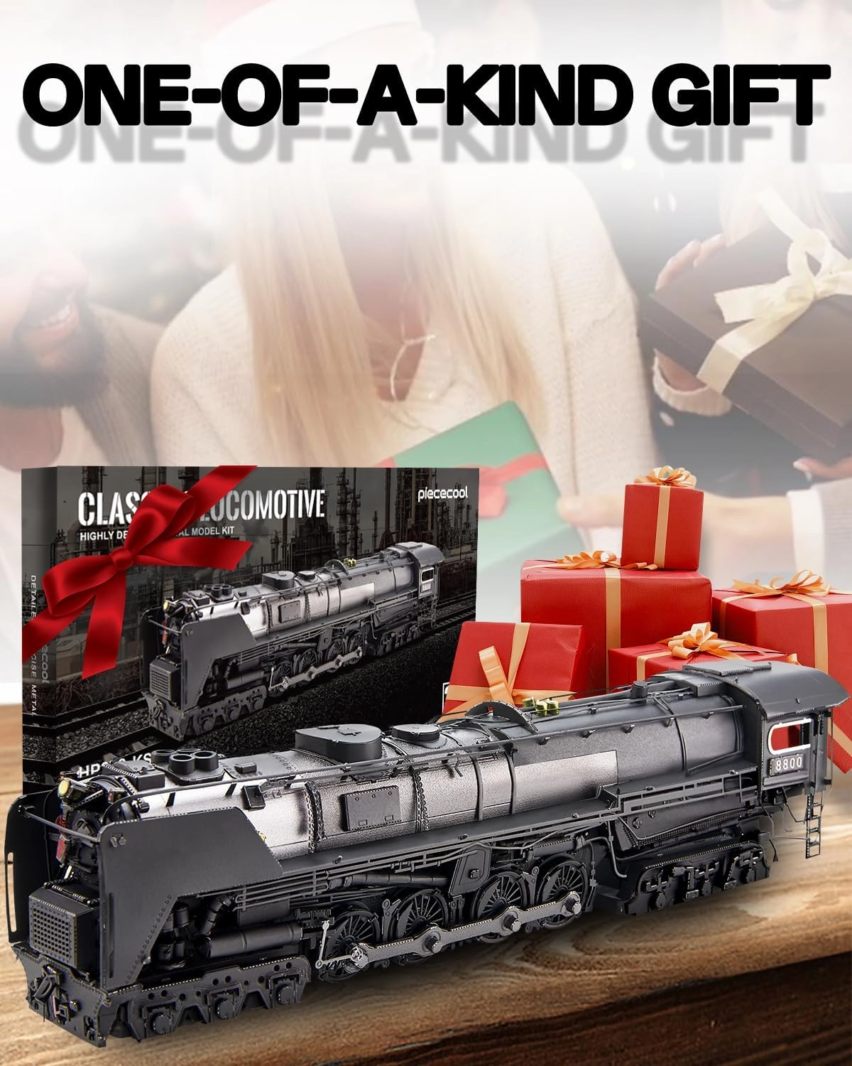 Piececool 3D Metal Puzzles for Adults, Class S-2 Locomotive Steam Train Model Building kit, Hobbies DIY Creative Gifts for Christmas Birthday Valentines Day