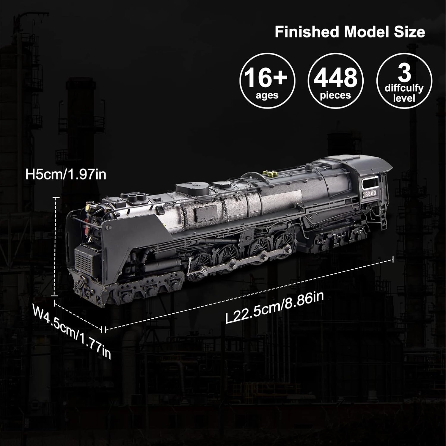 Piececool 3D Metal Puzzles for Adults, Class S-2 Locomotive Steam Train Model Building kit, Hobbies DIY Creative Gifts for Christmas Birthday Valentines Day
