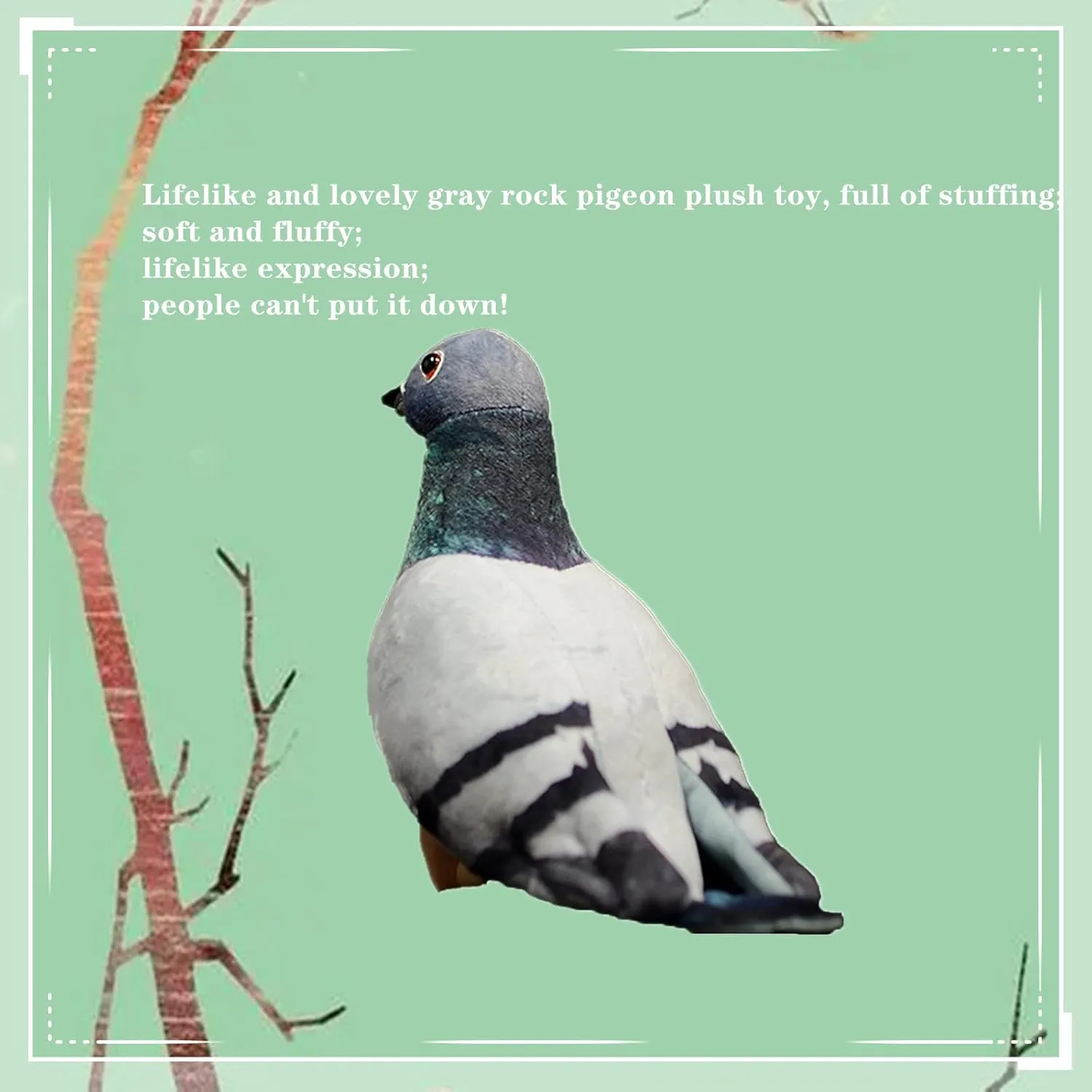 Pigeon Plush Toy - Simulation Rock Columba Rupestris Stuffed Animal, Cute Rock Pigeon Plush Toy as Gift for Kids Birthday Christmas…