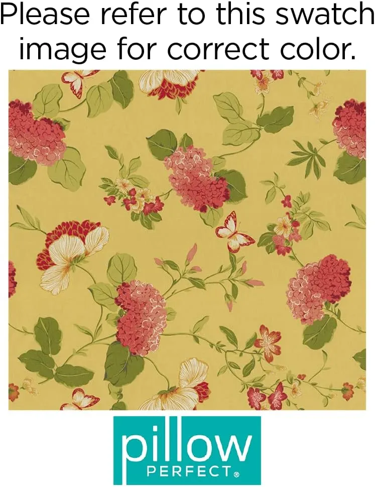 Pillow Perfect Bright Floral Indoor/Outdoor Accent Throw Pillow Plush Fill, Weather, and Fade Resistant, Lumbar - 11.5" x 18.5", Gold Risa Lemonade 2 Count