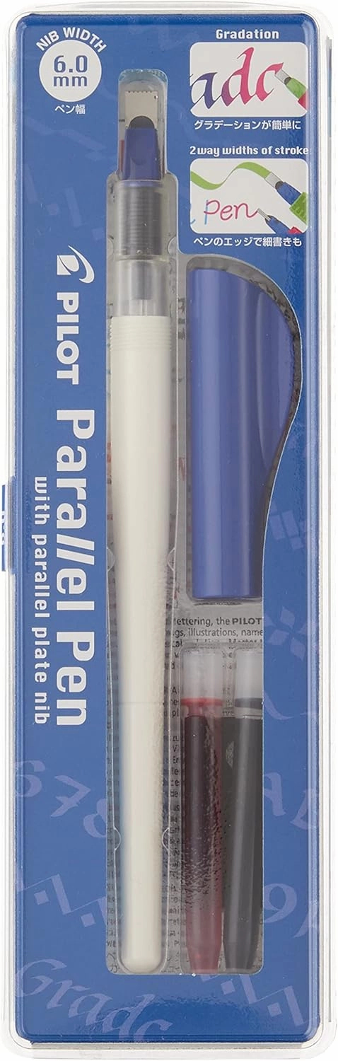 PILOT Parallel 4 Nib Calligraphy Pen Set, 1.5mm, 2.4mm, 3.8mm & 6.0mm Nibs, Includes 4 Black & 4 Red Ink Cartridges (90078)