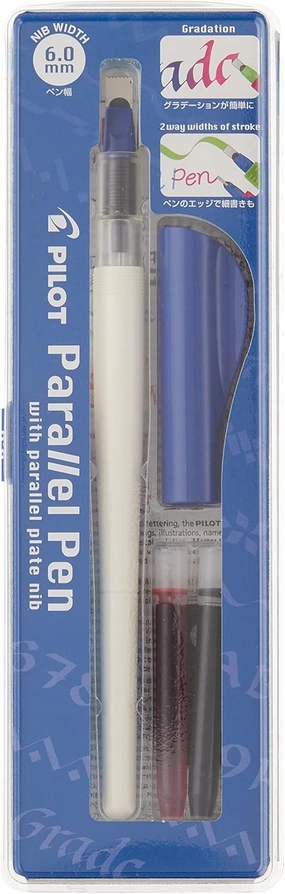 PILOT Parallel 4 Nib Calligraphy Pen Set, 1.5mm, 2.4mm, 3.8mm & 6.0mm Nibs, Includes 4 Black & 4 Red Ink Cartridges (90078)
