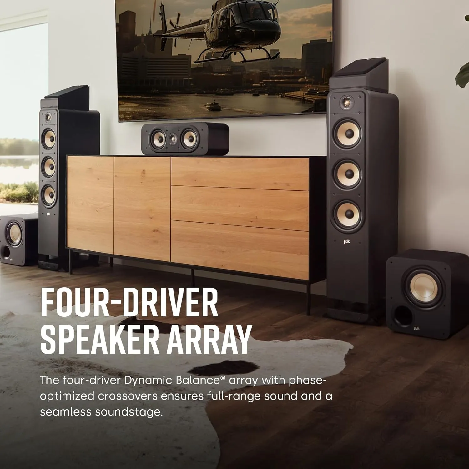 Polk Signature Elite ES60 Tower Speaker - Hi-Res Audio Certified, Dolby Atmos & DTS:X Compatible, 1" Tweeter & Three 6.5" Woofers, Power Port Technology for Effortless Bass, Elegant White-Washed