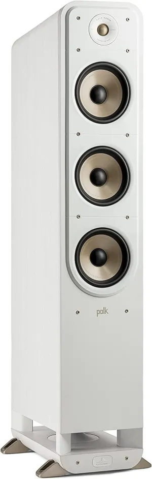 Polk Signature Elite ES60 Tower Speaker - Hi-Res Audio Certified, Dolby Atmos & DTS:X Compatible, 1" Tweeter & Three 6.5" Woofers, Power Port Technology for Effortless Bass, Elegant White-Washed