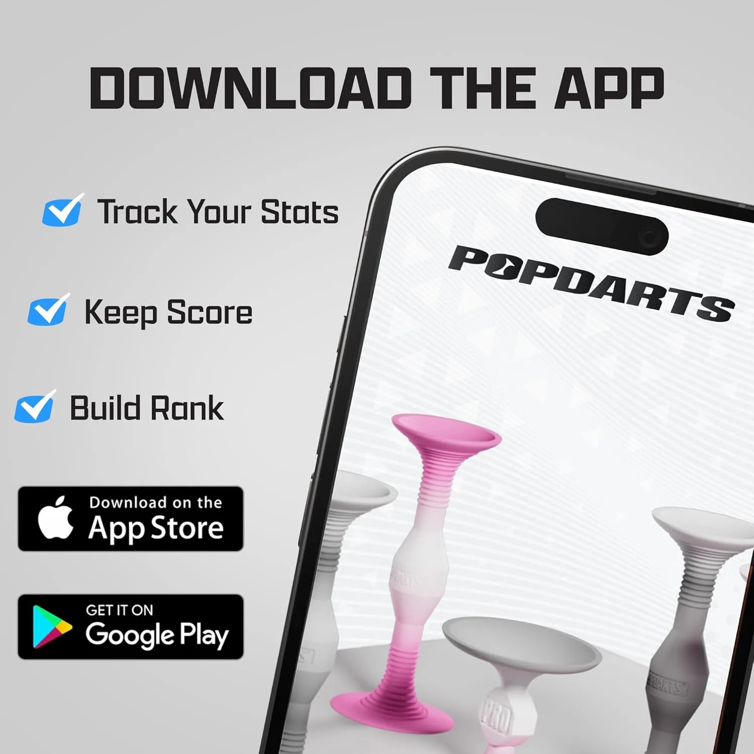 POPDARTS PRO Pack Game Set (Pink & Gray) - Indoor, Outdoor Suction Cup Throwing Game - Competition with a POP