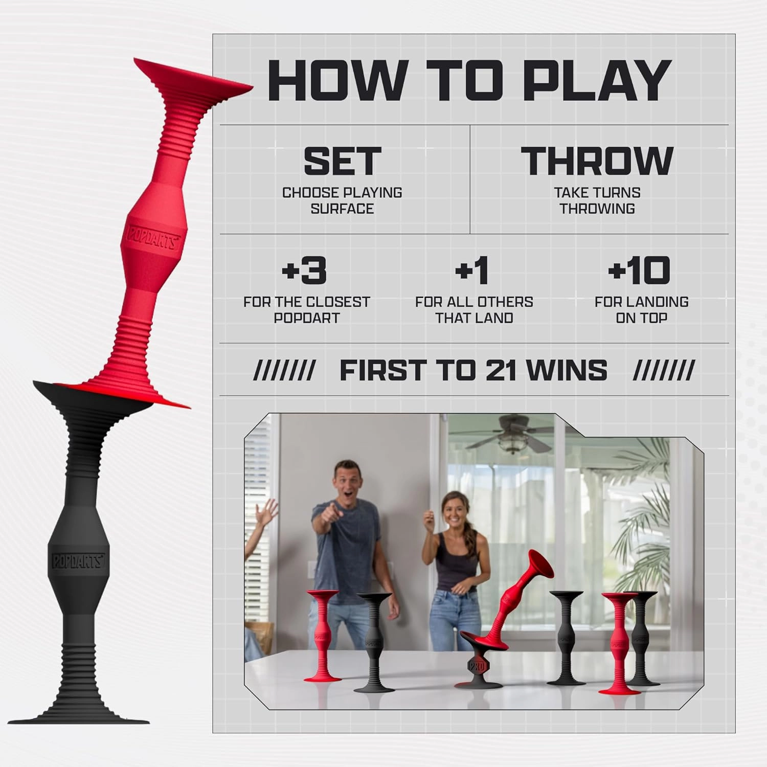 Popdarts PRO Pack Game Set (Red & Black) - Indoor, Outdoor Suction Cup Throwing Game - Competition with a POP