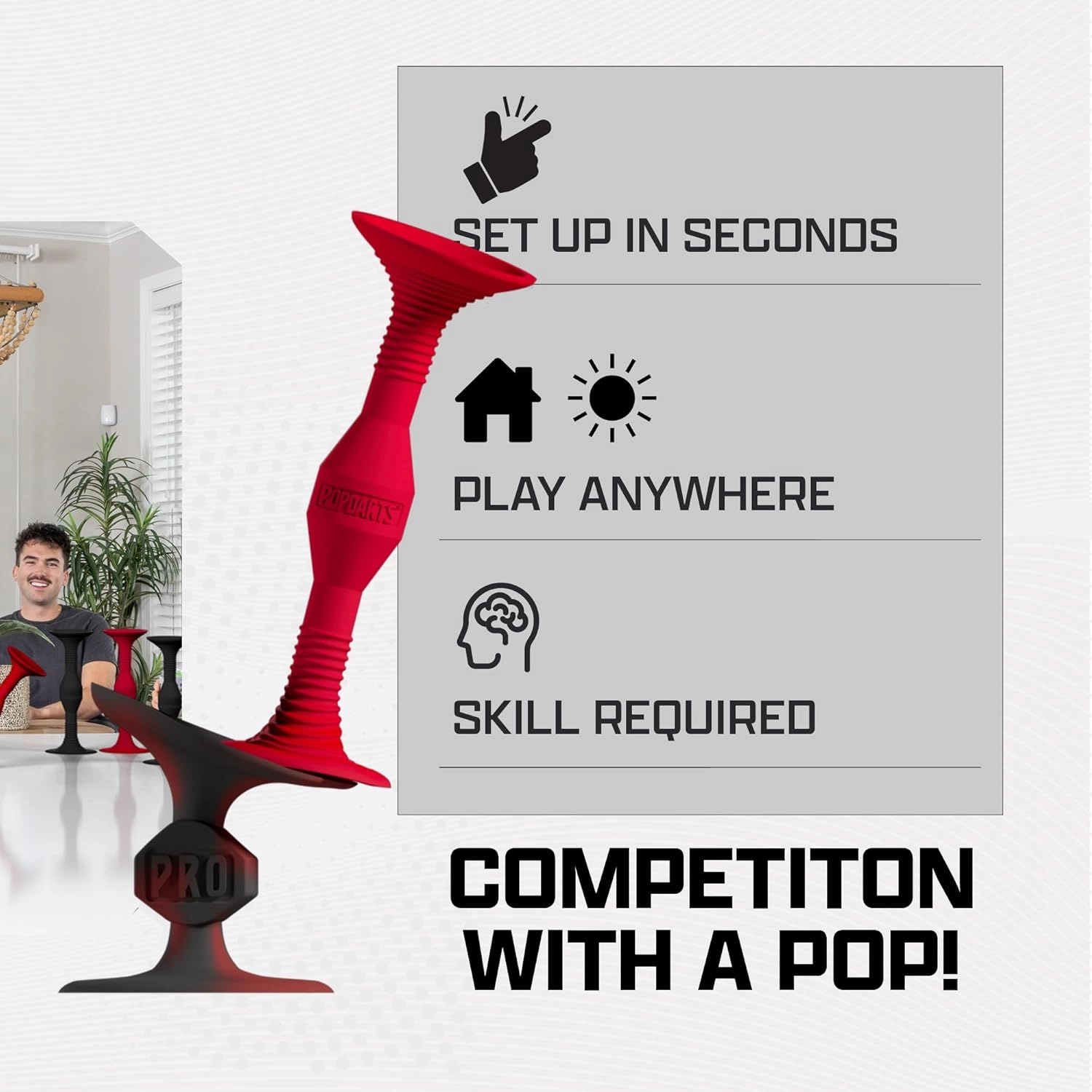 Popdarts PRO Pack Game Set (Red & Black) - Indoor, Outdoor Suction Cup Throwing Game - Competition with a POP