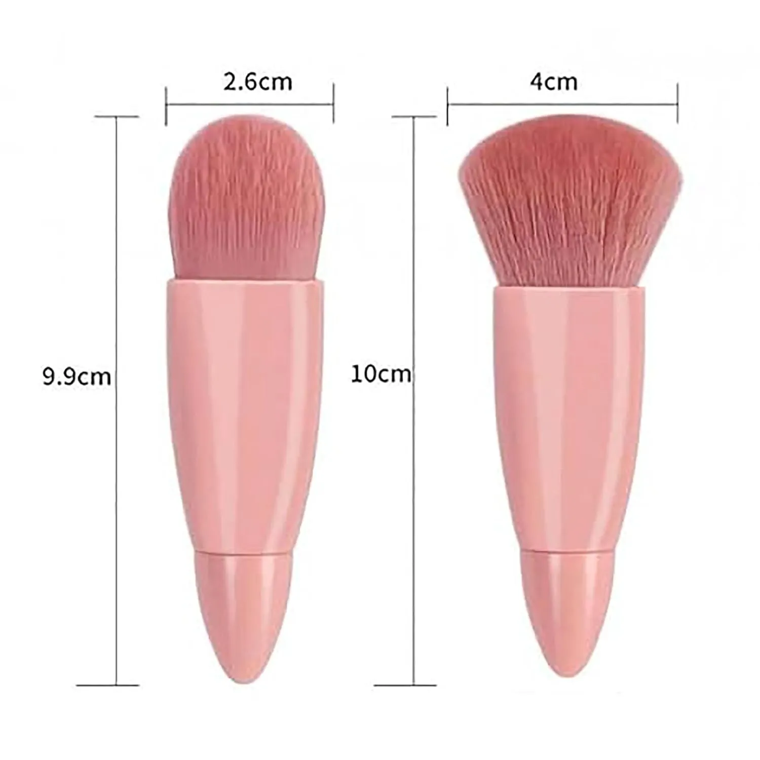 Portable 5-piece makeup brush set, travel makeup brush set, mini multi-functional makeup brush with mirror (bright yellow)