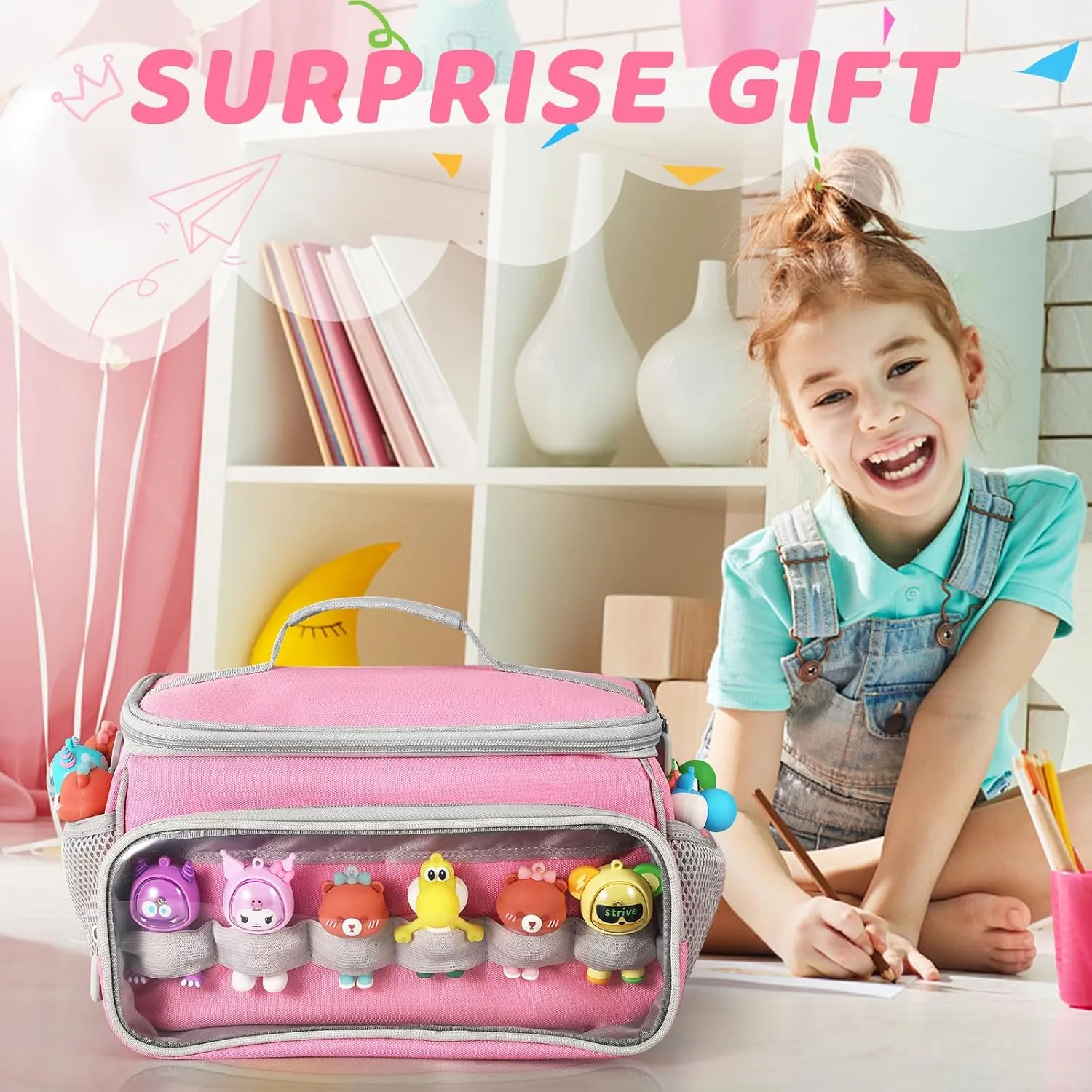 Portable Carrying Case Compatible with Toniebox Starter Set and Tonies Figurines, Storage Musical Toy Carrying Bag for Toniebox Accessories (Light Pink)