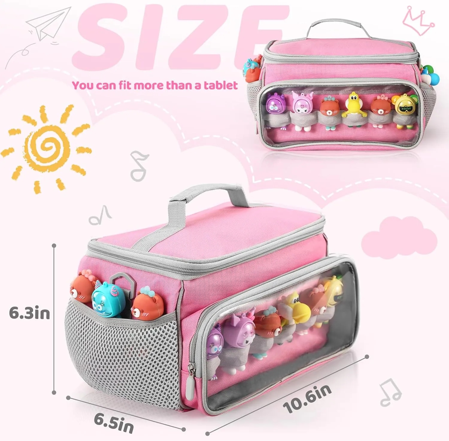 Portable Carrying Case Compatible with Toniebox Starter Set and Tonies Figurines, Storage Musical Toy Carrying Bag for Toniebox Accessories (Light Pink)