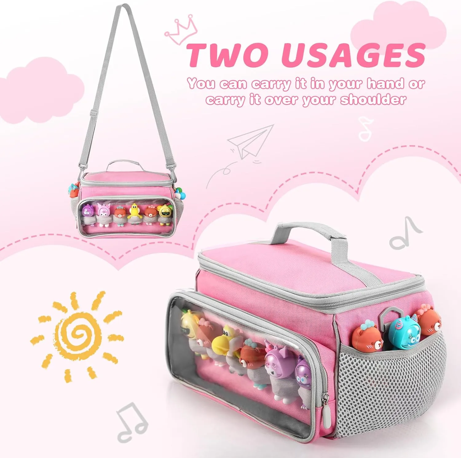 Portable Carrying Case Compatible with Toniebox Starter Set and Tonies Figurines, Storage Musical Toy Carrying Bag for Toniebox Accessories (Light Pink)