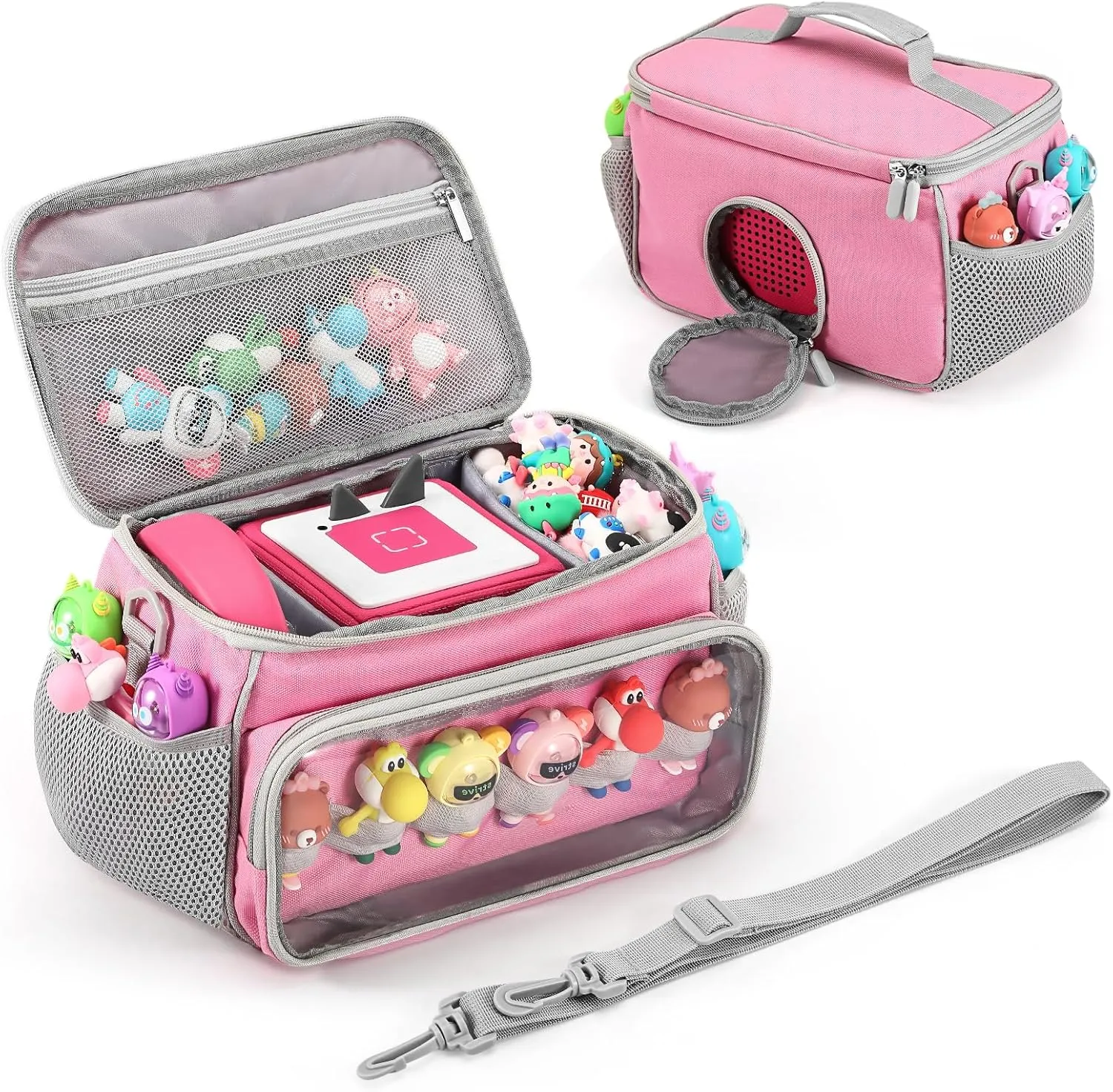 Portable Carrying Case Compatible with Toniebox Starter Set and Tonies Figurines, Storage Musical Toy Carrying Bag for Toniebox Accessories (Light Pink)