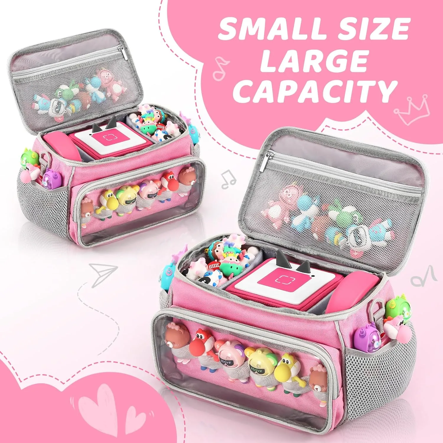 Portable Carrying Case Compatible with Toniebox Starter Set and Tonies Figurines, Storage Musical Toy Carrying Bag for Toniebox Accessories (Light Pink)
