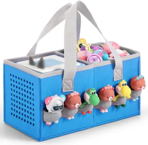 Portable Carrying Case Compatible with Toniebox Starter Set and Tonies Figurines,Travel Felt Cloth Musical Toy Folding Bag for Toniebox Accessories (Blue)