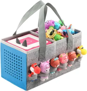 Portable Carrying Case Compatible with Toniebox Starter Set and Tonies Figurines,Travel Felt Cloth Musical Toy Folding Bag for Toniebox Accessories (Light Blue)