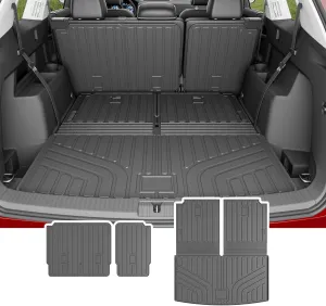 powoq Cargo Liner Compatible with 2018-2025 Volkswagen Atlas Cargo Mat TPE Trunk Mat 2nd Backrest Liner Replacement for 18-25 VW Atlas Accessories (Rear Backrest Mat with Trunk Mat 2nd Backrest Mat)