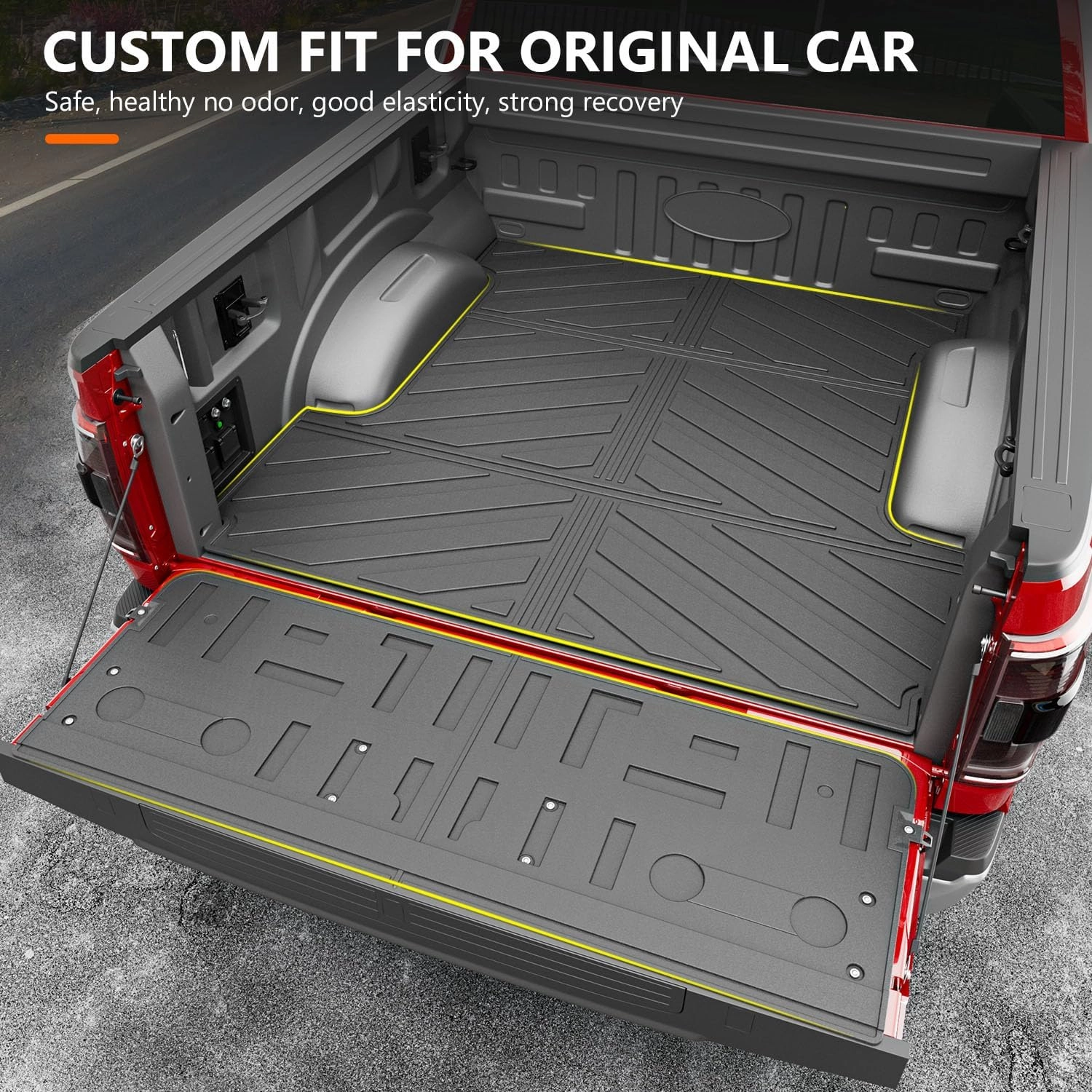 powoq 5.5FT Truck Mat Compatible with 2021 2022 2023 2024 2025 Ford F150 Truck Bed Mat TPE Tailgate Liner Replacement for 2021-2025 Ford F-150 Accessories (5.5FT Bed Mat Tailgate Mat)