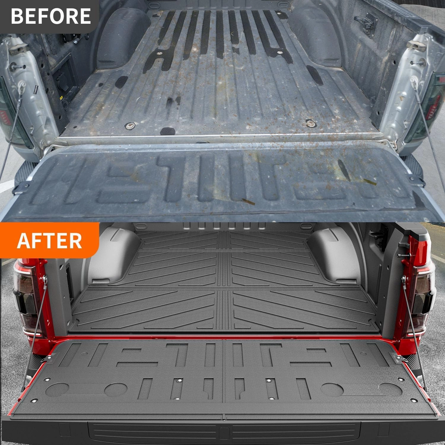 powoq 5.5FT Truck Mat Compatible with 2021 2022 2023 2024 2025 Ford F150 Truck Bed Mat TPE Tailgate Liner Replacement for 2021-2025 Ford F-150 Accessories (5.5FT Bed Mat Tailgate Mat)