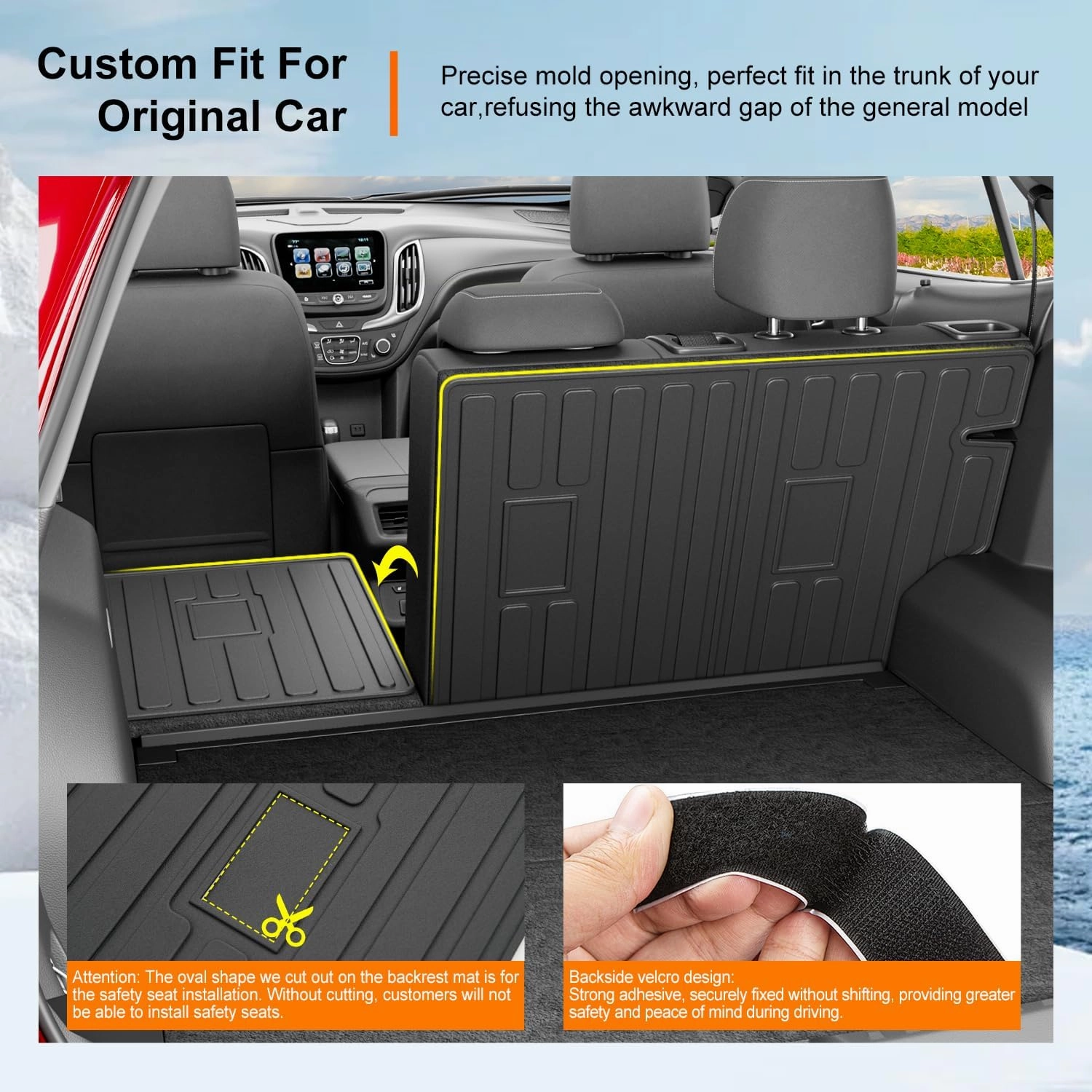 powoq Cargo Mat Compatible with 2025 Chevy Equinox GMC Terrain NOT EV Trunk Mat TPE Cargo Liner Trunk Liner Backrest Replacement for 2025 Chevy Equinox GMC Terrain Accessories