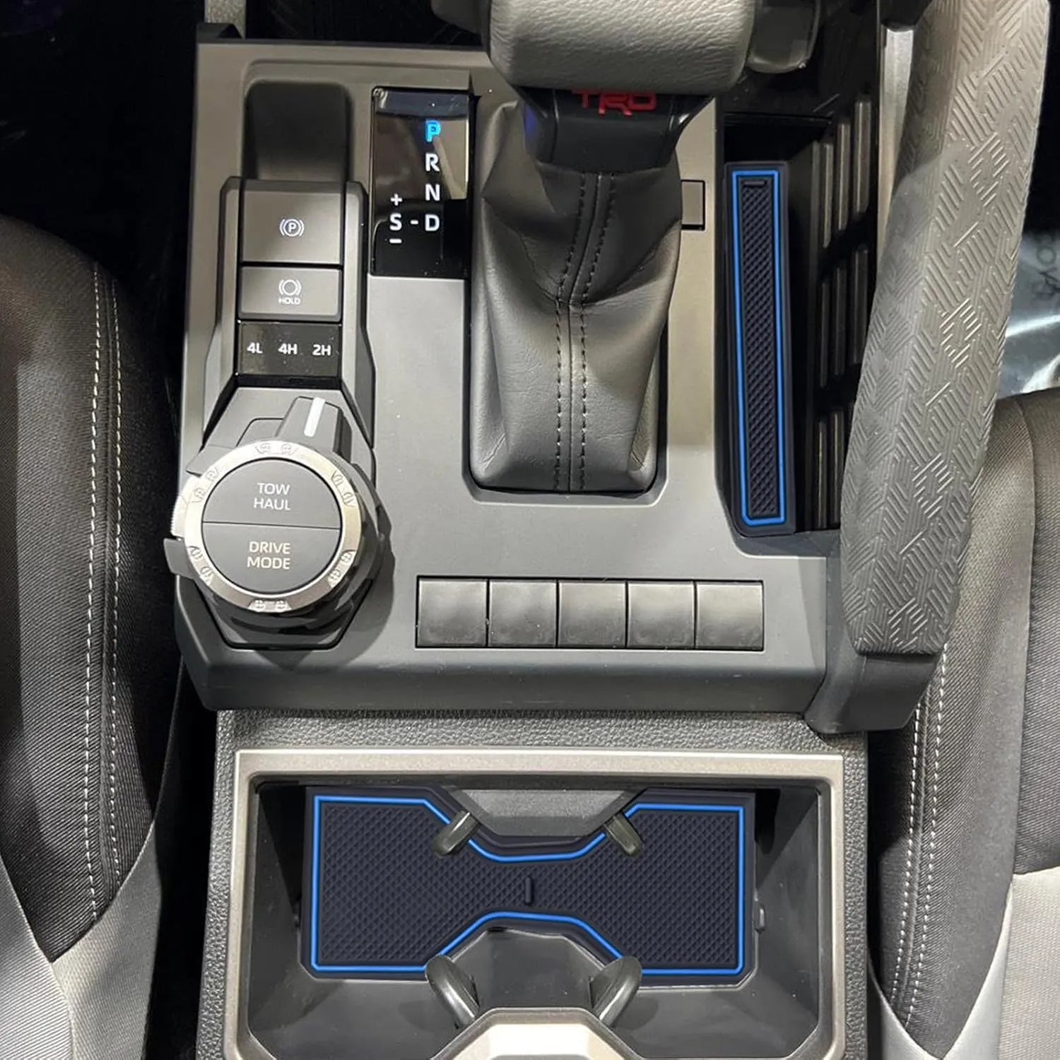 Premium Custom Liner Mat Compatible with 2024 2025 Toyota Tacoma(4th Gen) Double Cab Accessories Center Console Door Pocket Cup Holder 14Pcs（Dark Blue，Patented Design）