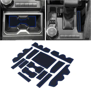 Premium Custom Liner Mat Compatible with 2024 2025 Toyota Tacoma(4th Gen) Double Cab Accessories Center Console Door Pocket Cup Holder 14Pcs（Dark Blue，Patented Design）