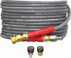 Pressure Washer Hose 25FT, 4200PSI High Tensile Wire Braid Kink Resistant Power Washer Extension Hose, 1/4'' Flexible Replacement Hose with M22-14mm Brass Swivel Thread and 3/8 Quick Connect