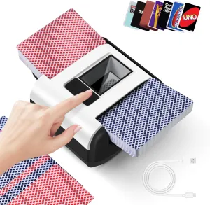 Professional Card Shuffler 2 Decks - 2000mAh Rechargeable, Low Noise, Portable Electric Shuffler Machine for Poker, UNO Card Game, Skip-Bo, Five Crowns Card Game, Texas Hold'em