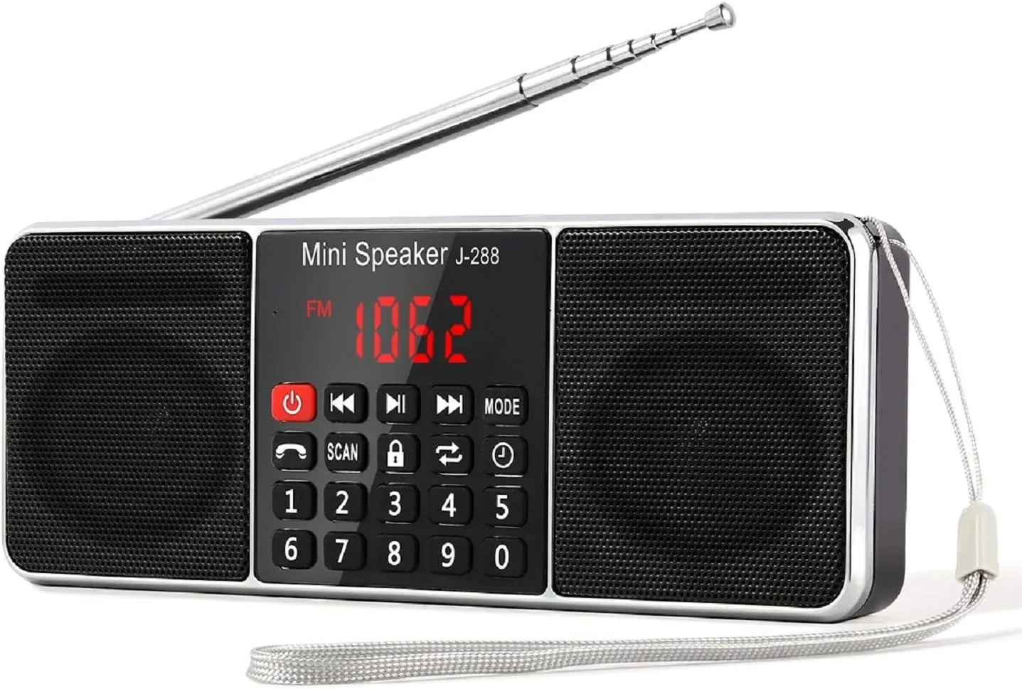 PRUNUS J-288 Portable Radio AM FM Radio with Bluetooth Speaker, Sleep Timer, Power-Saving Display, Ultra-Long Antenna, AUX Input & USB Disk & TF Card MP3 Player, NO Manual Preset