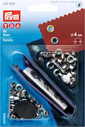 Prym Brass Eyelets, Silver, 4 mm
