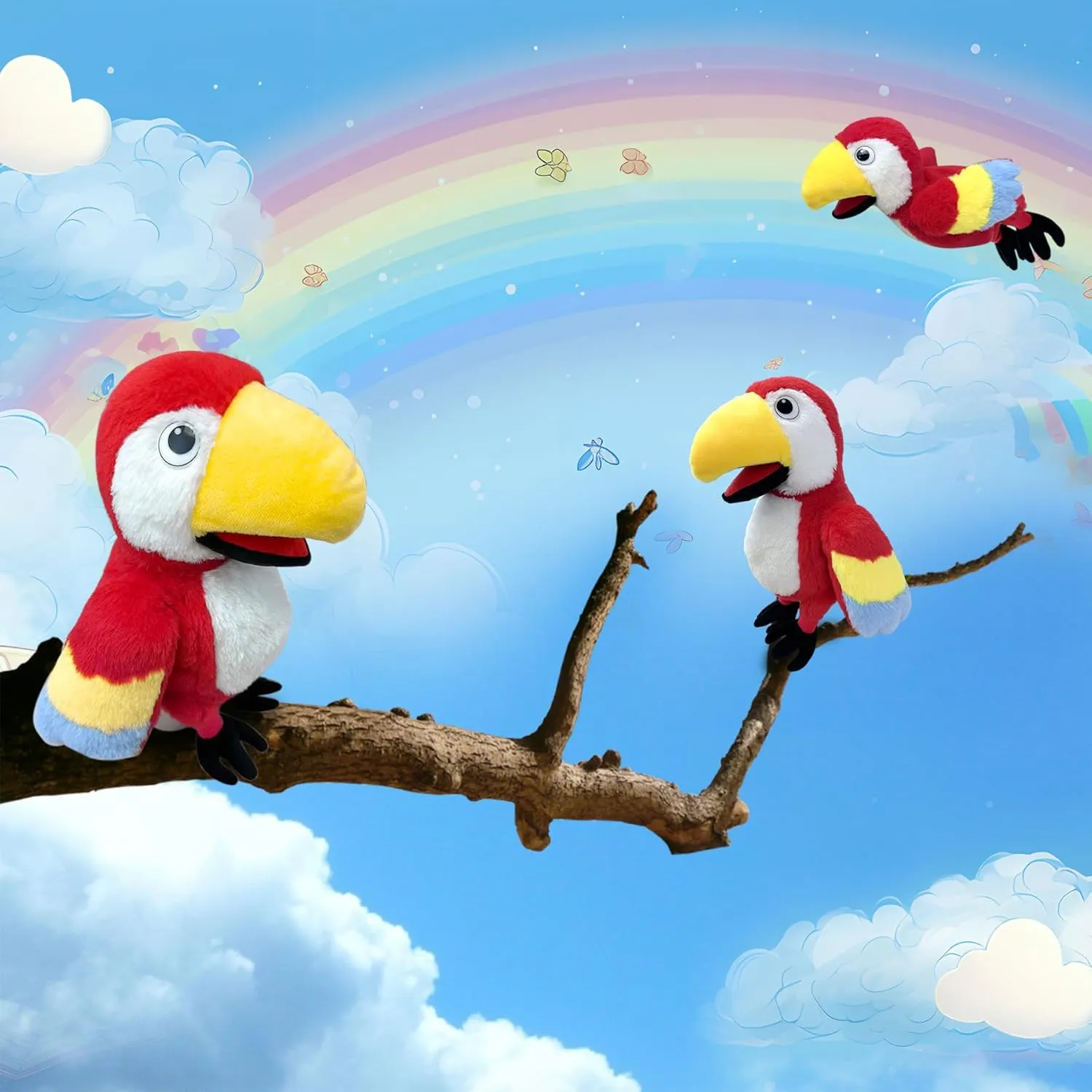 Puppets Parrot Hand Puppet,13.8" Animal Puppets Hand Puppets Bird Stuffed Animal Hand Puppets for Kids with Movable Mouth,Puppet Plush Multi-Color Toys Bird Puppet Role Play Teaching(Red)