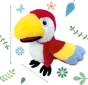 Puppets Parrot Hand Puppet,13.8" Animal Puppets Hand Puppets Bird Stuffed Animal Hand Puppets for Kids with Movable Mouth,Puppet Plush Multi-Color Toys Bird Puppet Role Play Teaching(Red)