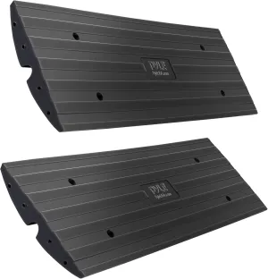Pyle Car Vehicle Curbside Driveway Ramp - 4ft Heavy Duty Rubber Threshold Bridge Tracks Curb Ramps, 2 Pieces Set (for Car, Truck, Scooter, Bike, Motorcycle, Wheelchair Mobility), Black