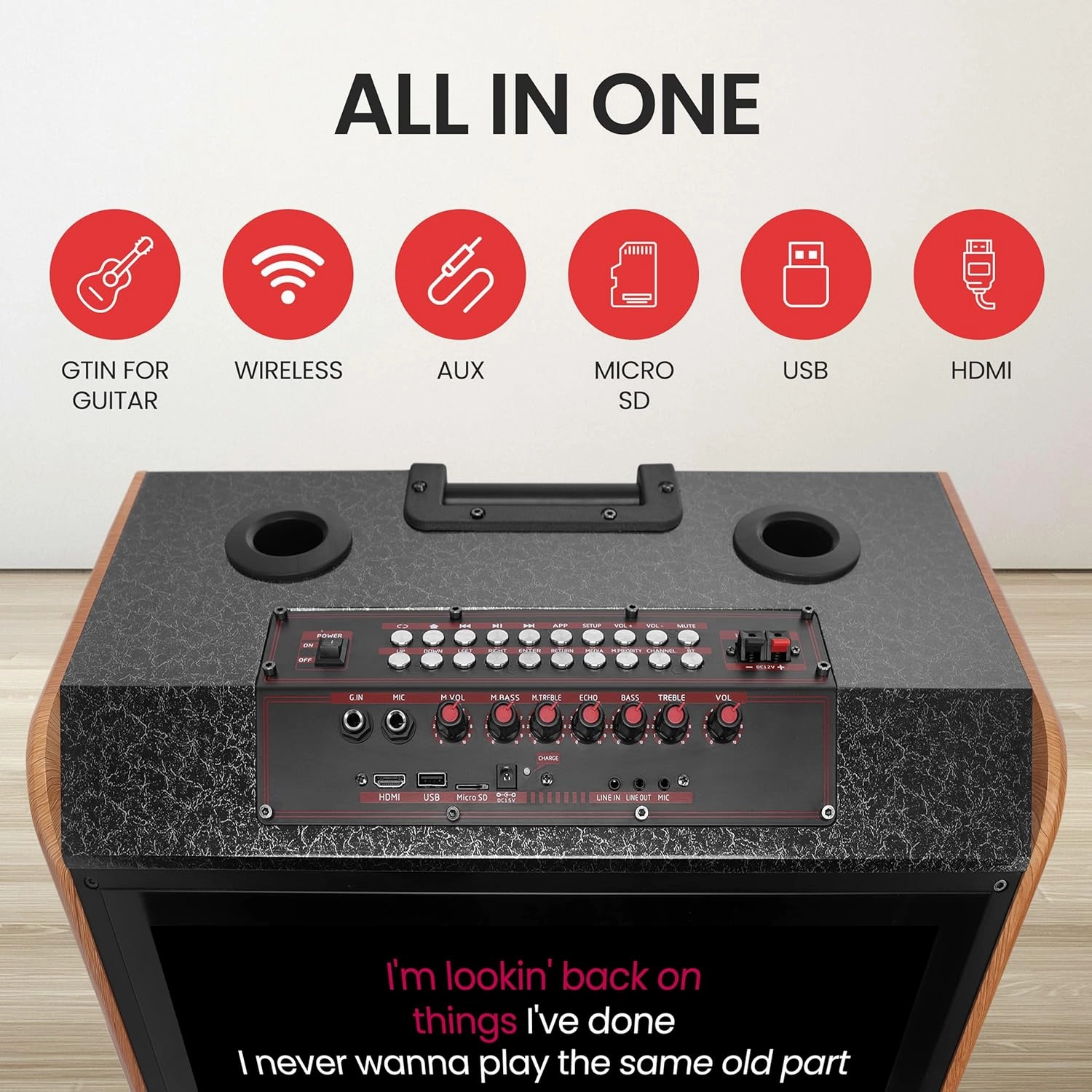 Pyle Portable Wireless BT Streaming Loudspeaker with Touch Screen and Wireless Microphone, Wheels and Handle Bar, Supports USB/SD/MMC/PC/TV / MP3 / Mobile Phone, etc. 12 inch