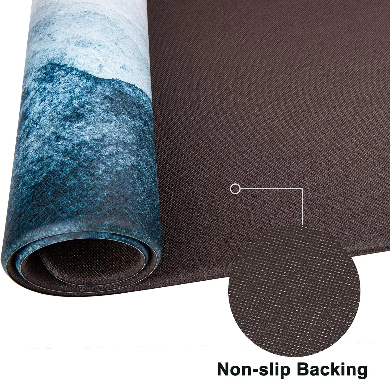QIYI Kitchen Floor Mat 1 Piece Anti Fatigue Cushioned Runner Rug Leather Waterproof Oil Proof Non Skid Long Laundry Standing Mat Soft Foam Doormat 17" W x 71" L - Blue and White Watercolor Mountain