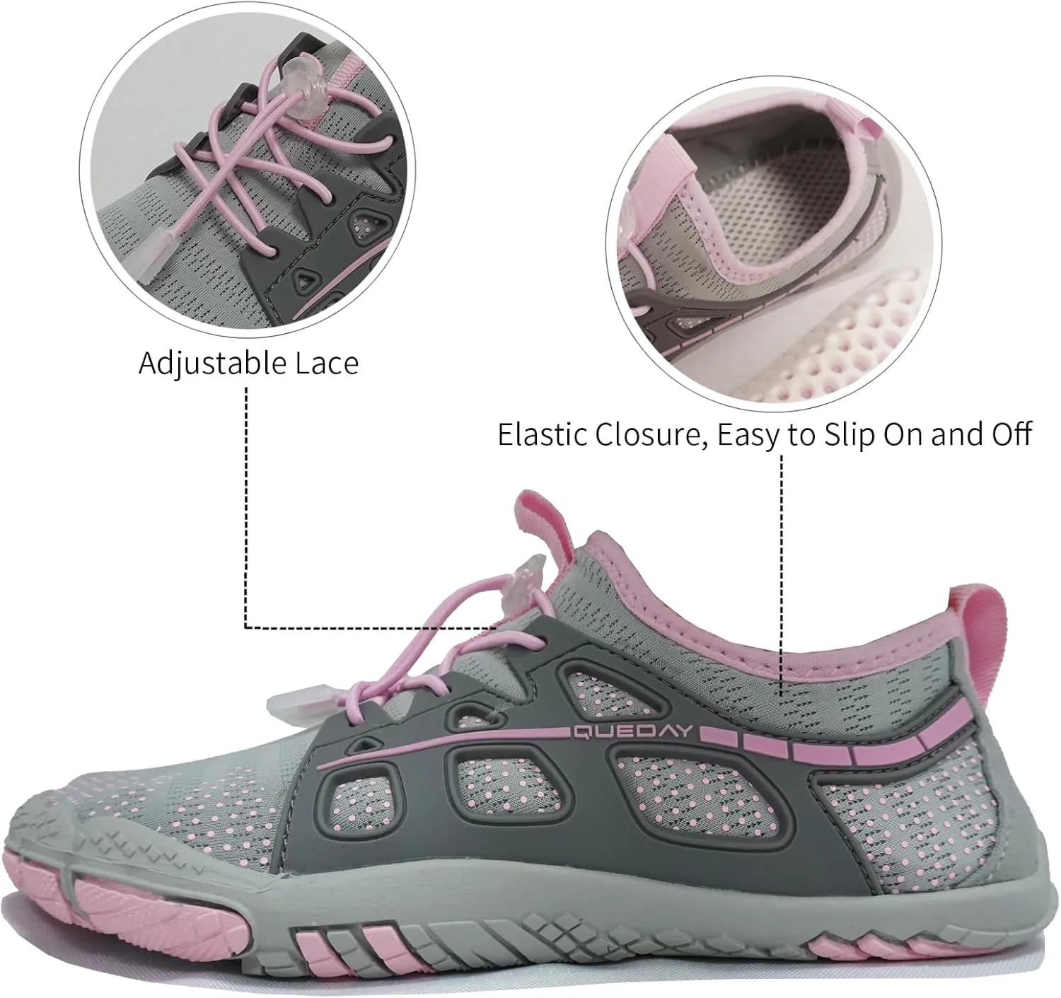 Queday Water Shoes for Women Men Quick Dry Barefoot Shoes Athletic Lightweight Sports Aqua Socks Outdoor Swim Fishing Hiking Diving Surf Walking Kayaking