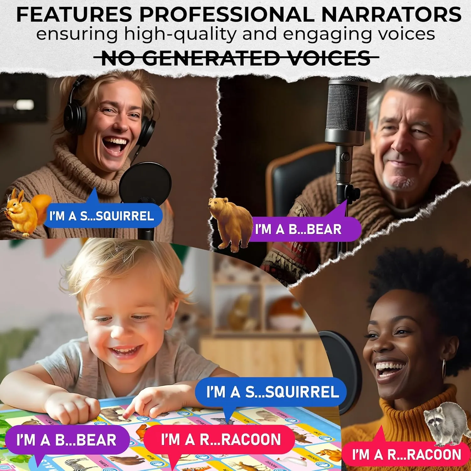 QUOKKA Educational Toys for Kids 5-7 Year Old - Set of 4 Vertical 4 Learning Wall Chart for Toddlers Age 3 4 6  - Interactive Speech Therapy Poster Boy Girl - Autism Puzzle Game 8-10-12