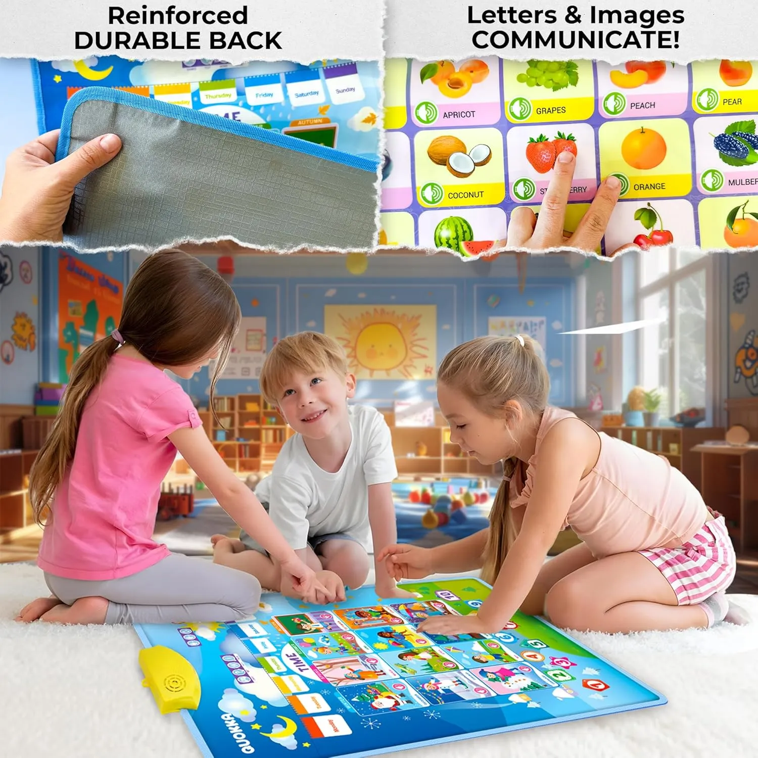 QUOKKA Educational Toys for Kids 5-7 Year Old - Set of 4 Vertical 4 Learning Wall Chart for Toddlers Age 3 4 6  - Interactive Speech Therapy Poster Boy Girl - Autism Puzzle Game 8-10-12