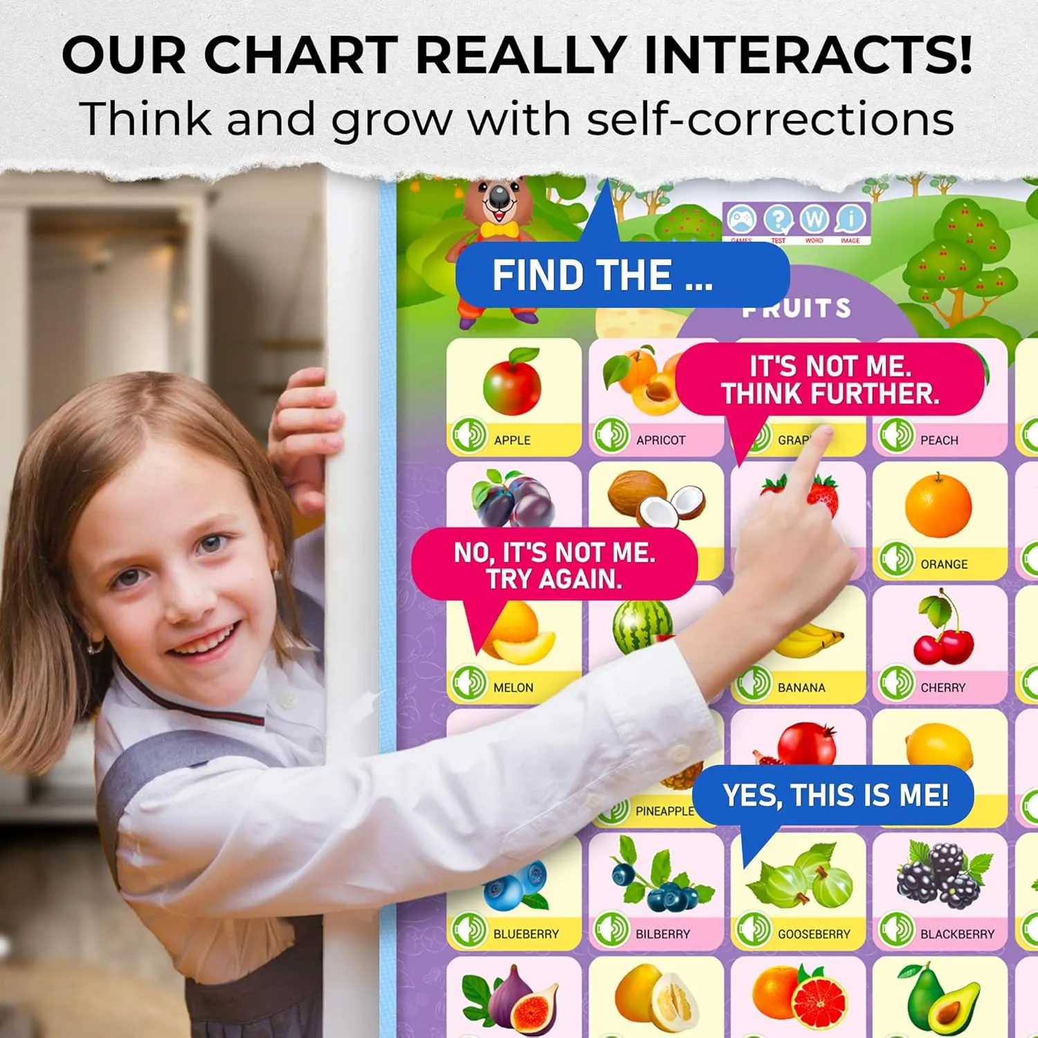 QUOKKA Educational Toys for Kids 5-7 Year Old - Set of 4 Vertical 4 Learning Wall Chart for Toddlers Age 3 4 6  - Interactive Speech Therapy Poster Boy Girl - Autism Puzzle Game 8-10-12