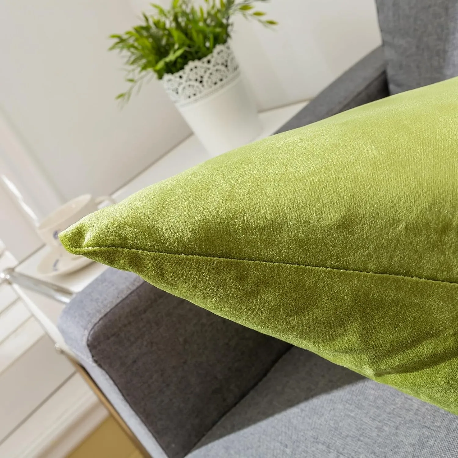 RainRoad Bright Green Throw Pillows Covers Set of 2 Soft Velvet Decorative Pillow Covers 20x20 Inch for Couch Bed (Bright Green, 20" x 20"(Pack of 2))