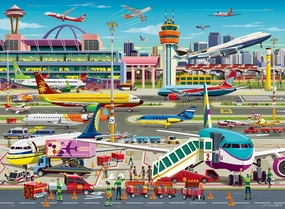 Ravensburger Airport Central - 150 Piece XXL Jigsaw Puzzle for Kids | Explore an Engaging Aviation Scene | Promotes Concentration and Creativity | FSC-Certified