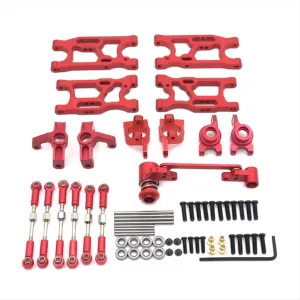 RC Car DIY Parts for LC for Racing LC12B1 EMB-1H-Dth-Mth 1/14 8 Piece Set Metal for Swing Arm Steering Cup Steering Group RC Car Upgrade Parts(Red)