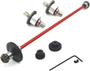 RC Car Drive Shafts for Wltoys 124007 124008 124016 124017 124019 124018 for RIaarIo for AM-X12 Metal Differential Central Drive Shaft Assembly Dogbones 1/12 Upgrade RC Car Parts(Red)