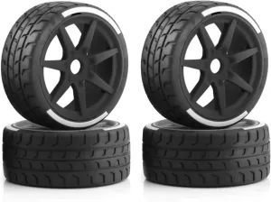 Rc Car Wheel Rim Tire Compatible with Arrma for Infraction for Limitless for HPI for HSP for Kyosho for Tamiya 1/7 1/8 RC Car 42x100mm Tire Tyre 17mm Wheel Hex(Black)