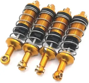 Rc Shock Absorber For MJX For Hyper Go 14303 14301 14302 1/14 4pcs Metal Front/Rear Oil Hydraulic Shock Absorber R/C Cars Upgraded Parts Parts Upgrade Replace(Yellow)