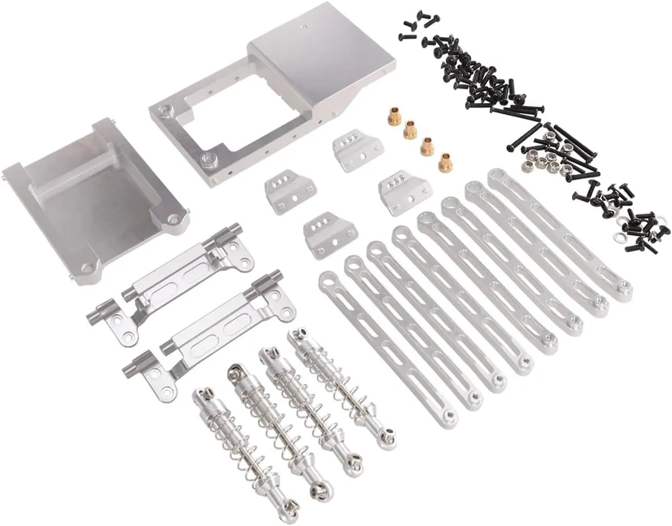 Rc Shock Absorber For MN For MN168 For MN78 1/12 Metal Rod Shock Absorber Vulnerability Kit RC Car Tracked Vehicle Parts Accessories Upgrade Replacement And Use(Silver)